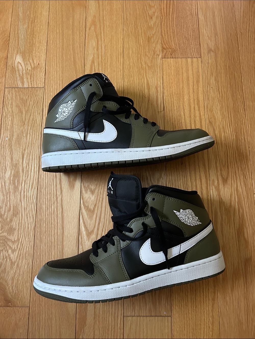 Jordan Men’s High Top Sneakers - Olive Green, Black & White